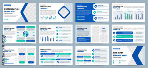 Modern presentation slide templates. Infographic elements template set for web, print, annual report brochure, business flyer leaflet marketing and advertising template. Vector Illustration.