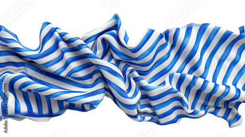 Flowing blue and white striped fabric in a wavy pattern, perfect for backgrounds, textiles, or design projects.