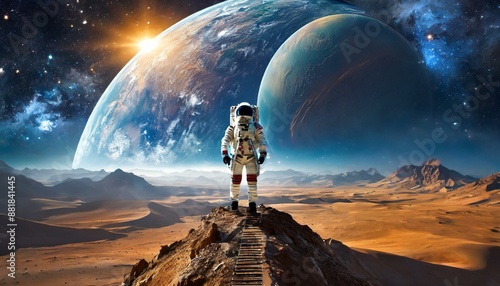 beautiful space landscape. interplanetary travel. space tourism