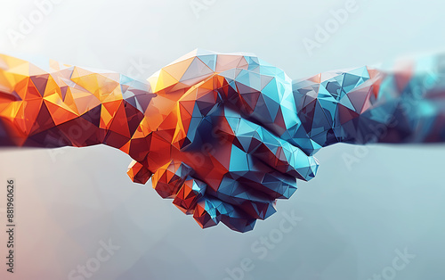 Conceptual image of two people shaking hands. 3d render