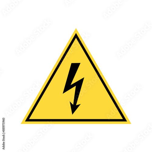 electrical hazard symbol vector illustration. Electric high voltage danger hard icon. Downward lightning representing high voltage.