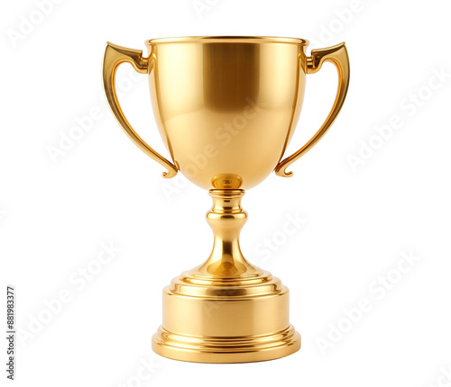 A gleaming gold trophy cup, perfect for awarding winners in competitions, sports events, and achievement ceremonies.