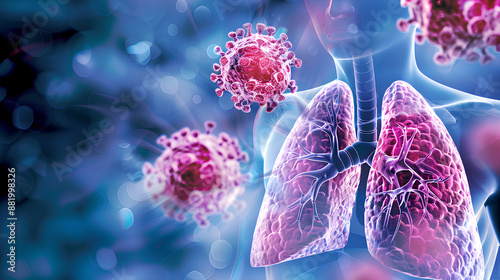 lung being attack by bacteria and virus