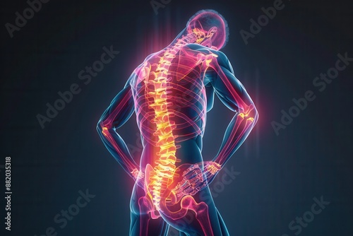 3D Illustration of male Feeling the back pain