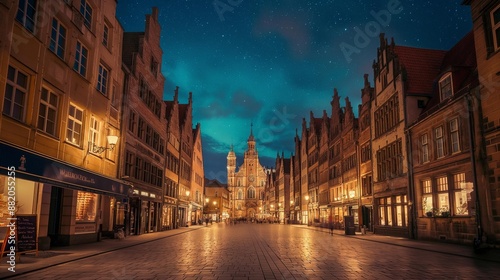 AI generator image of Munster, Germany at the night times