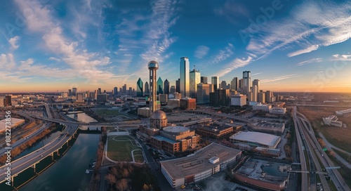 Dallas Texas TX Skyline - Aerial View of Downtown Architecture and City Towers