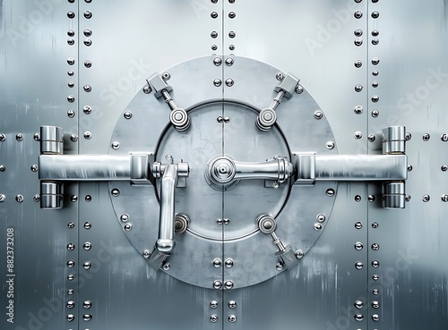 Photo of an open bank vault with the door closed