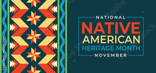 Native american heritage month greeting. Vector banner, poster, card, flyer, content for social media