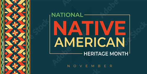 Native american heritage month greeting. Vector banner, poster, card, flyer, content for social media