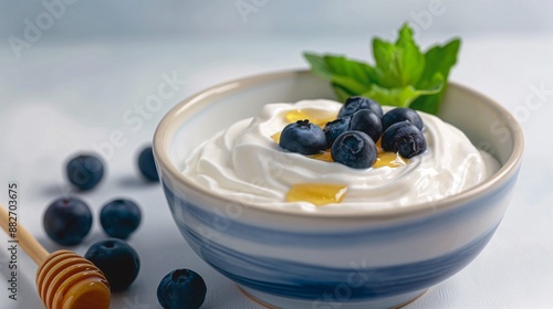 Food for convalescent patients, A bowl of plain yogurt with a spoonful of honey and a few blueberries