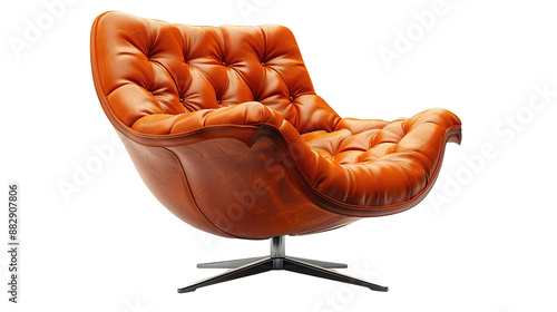 Orange Leather Armchair on Transparent Background