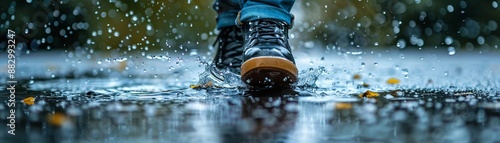 Slipping Foot, A foot slipping on a wet surface, illustrating the instant before a fall