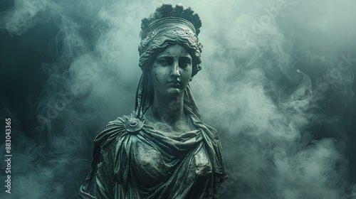goddess Athena marble statue on simple background. Ancient Greek deity from Olympus. roman goddess of war minerva