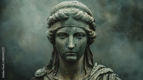 goddess Athena marble statue on simple background. Ancient Greek deity from Olympus. roman goddess of war minerva