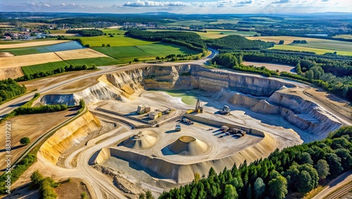 Aerial view of the gravel quarry Philipp Graben Neudorf, gravel, quarry, aerial, view, landscape, industrial