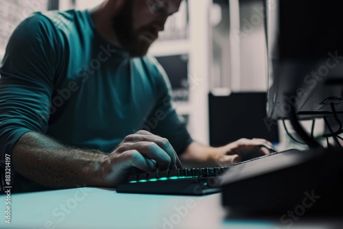 Closeup shot of an unrecognisable man working on a computer in a data center Excellent computer skills are essential for technical support reps