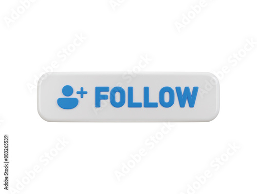 3d social media follow button icon vector illustration