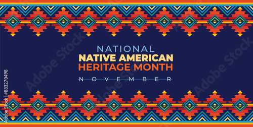 Native american heritage month. Vector banner, poster, card, content for social media post design