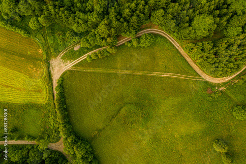 Lesna droga, widok z powietrza, Małopolska, Poland