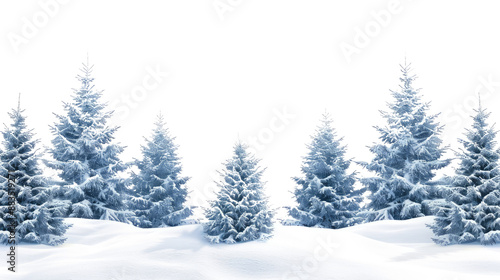 Winter coniferous forest on a transparent background