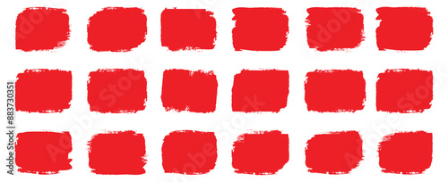 Red Brush stock set. Vector black paint brush spots, Hand drawn Ink brush strokes texture, grunge collection. Vector illustration.Brush stock lines set. Vector black paint brush spots, Hand draw