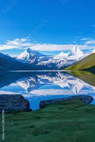 Beautiful Scenery of Sapu Sacred Mountain and Plateau Lakes in Xizang, China