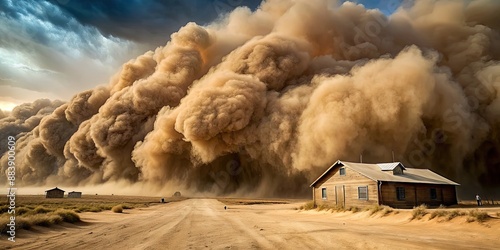 Devastating dust storm during the Dust Bowl era in the United States , drought