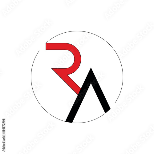 RA monograph logo for business template in red and blue colors