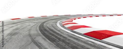 Race track with sharp curve and skid marks, cut out