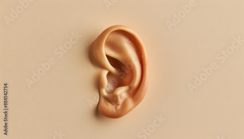 Close Up of a Human Ear on a Tan Background