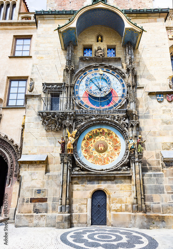 The Prague astronomical clock or Prague Orloj, a medieval astronomical clock attached to the Old Town Hall in Prague, the capital of the Czech Republic