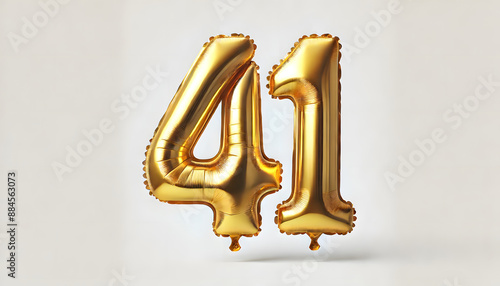 Golden 41 Number Balloon Decoration for Celebrations and Anniversaries