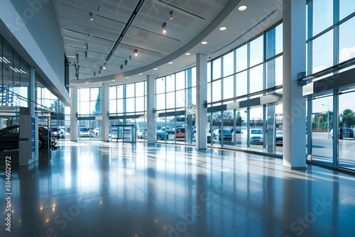 Interior of a empty modern car dealership