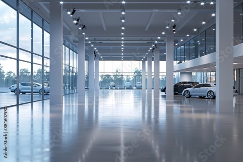 Interior of a empty modern car dealership