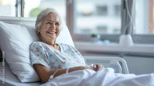 Patient in a private hospital room next to a window