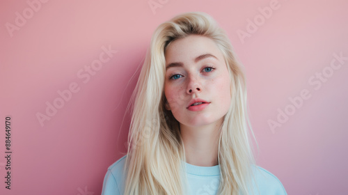 Portrait of an aloof blonde teenager 