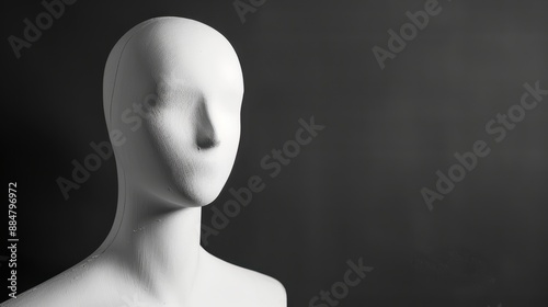 Minimalist Abstract Mannequin Head Against Dark Background