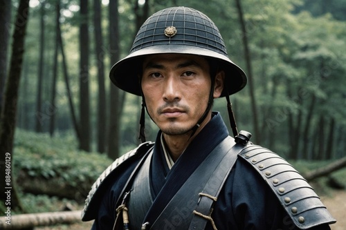 Portrait of a samouraÃ¯ soldier , japan feodal times