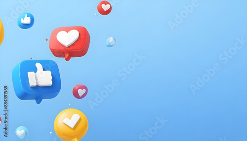 3d Colorful social media emoticon reaction icons like love 12