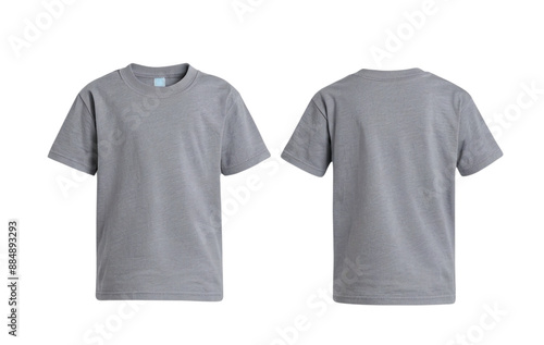 Grey kids t-shirt front and back mock-up isolated on white background with clipping path.