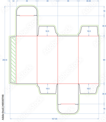 Serum - Packaging Dieline Size 40 x 40 x 95 mm