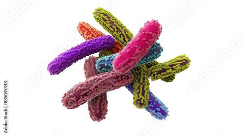 Bacteria, colorful, bacilli, rod-shaped, grouped