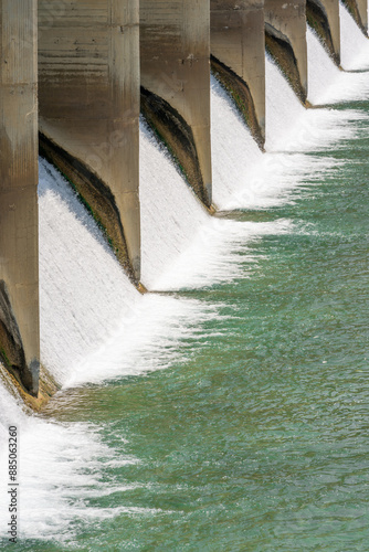 water released from hydroelectric power station. Motion Blur and selective focus