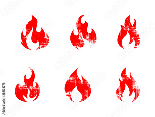 Fire flame icon - grunge style (artwork 1)