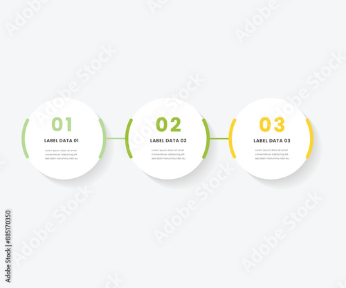 framework methodology concept for slide presentation with big outline circle horizontal with 3 point list free illustration