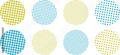 かわいいドット・ハーフトーンの円セット ベクター 和風 和柄 Abstract dot circle, circle halftone geometric dot gradient