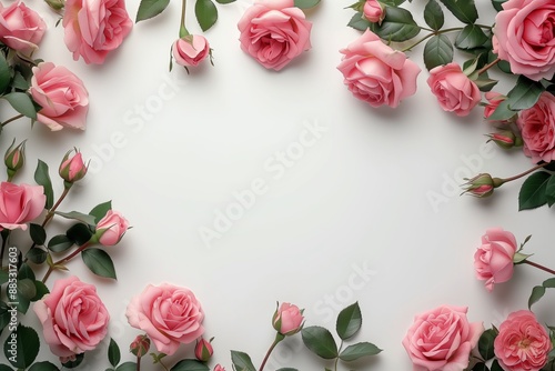 Pink roses arranged beautifully on a white background