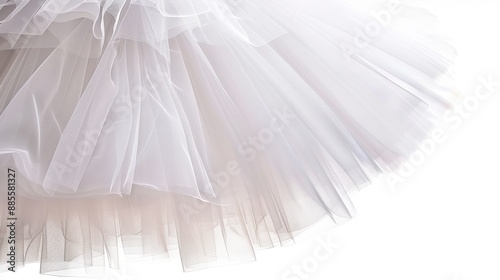 Practice tutu with layers of tulle, capturing its lightness and volume. Isolate white background