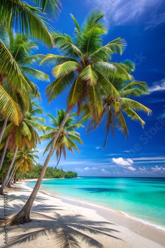 Sea beach with palm trees