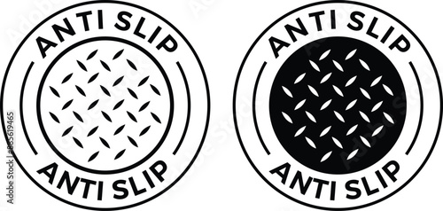  Anti slip icon set in blue and black color. Antislip texture symbol. slip prevention vector stamp. 